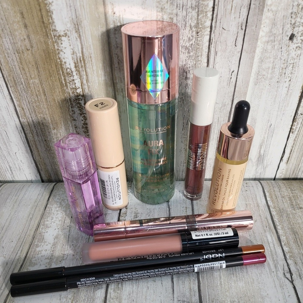 Revolution 9 Piece Makeup Lot New Eyes Lips Face Setting Spray Foundation Oil - Picture 4 of 5